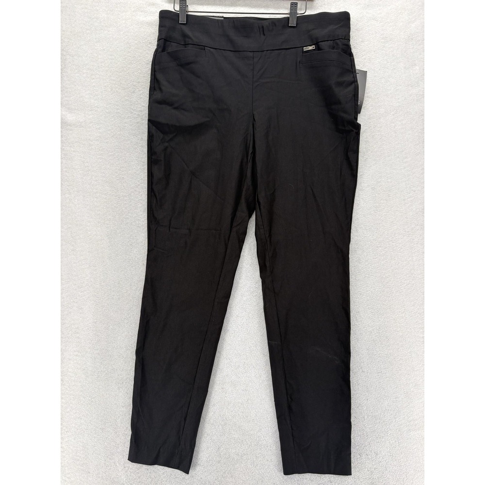 Jones New York Signature Slim Ankle Pants Womens L Black Ponte Pull On Stretch